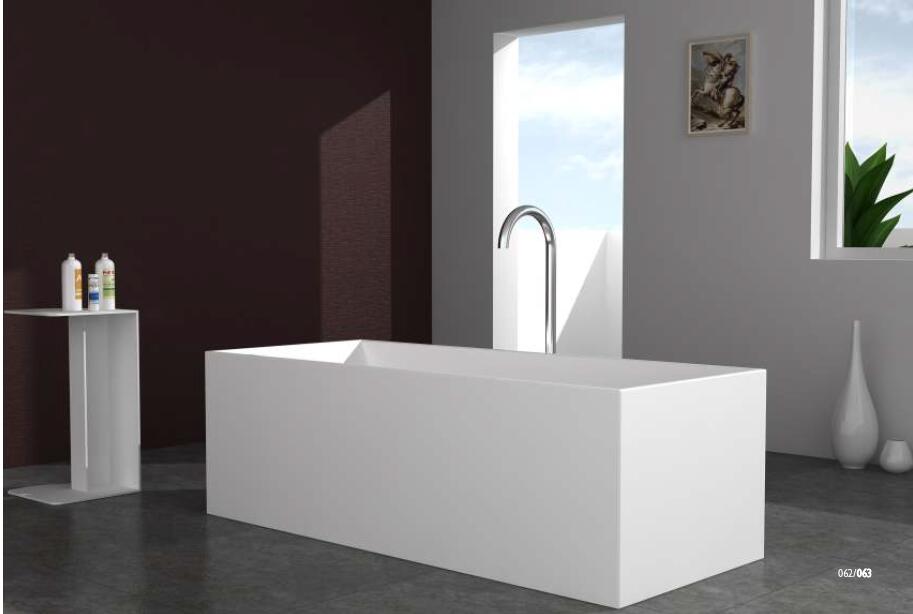 1700x720x540mm Solid Surface Stone Bathtub Rectangular Freestanding Corian Seamless Pure Acrylic Tub RS6514