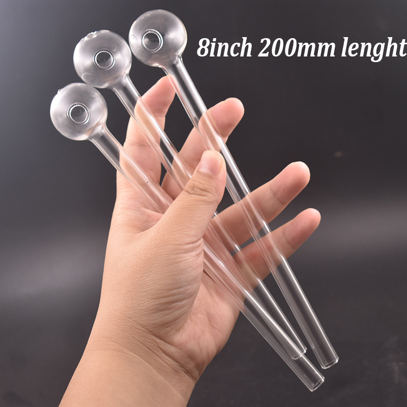 Smoking Accessories Big Size 8inch 200mm Glass Oil Burner Pipe Clear High Quality Glass Pipes