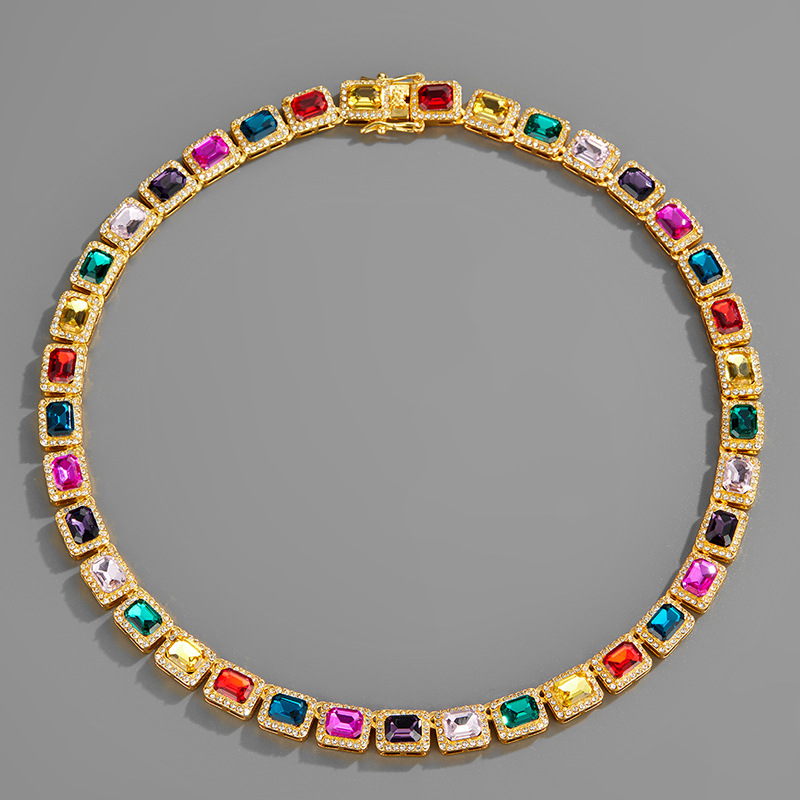 Tennis Men's Women's Necklace: Crystal Dia Stone, Colorful Bg Chain for Hip Hop, Party Jewelry 4