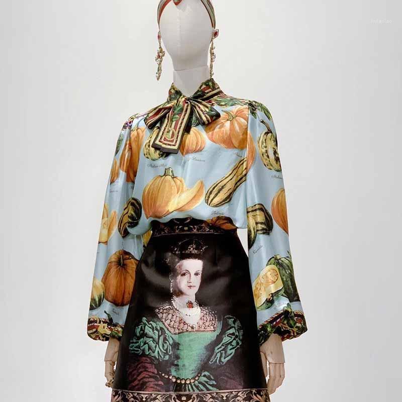 Cosmicchic Twill Silk Women Long Sleeve Blouse Pumpkin Print Bow Collar Court Shirt Ladies Tops Vintage Elegant 2022 Autumn Women' Blouses, Multi
Cosmicchic Twill Silk Women Long Sleeve Blouse Pumpkin Print Bow Collar Court Shirt Ladies Tops Vintage Elegant 2022 Autumn Women' Blouses, Multi