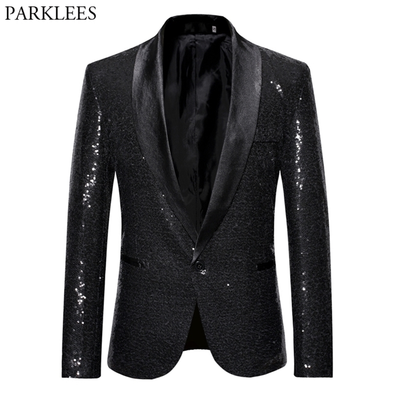 Men' Tracksuits Black Sequin One Button Shawl Collar Suit Jacket Bling Glitter Nightclub Prom DJ Blazer Stage Clothes for Singers 220826, Sliver
Men' Tracksuits Black Sequin One Button Shawl Collar Suit Jacket Bling Glitter Nightclub Prom DJ Blazer Stage Clothes for Singers 220826, Sliver