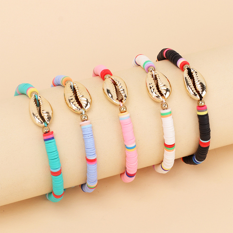 Bohemian Polymer Clay Disc Beads Strands Shell Charm Bracelets Jewelry