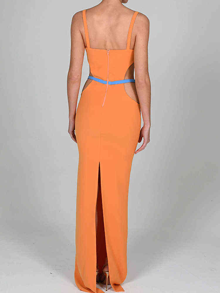 Sexy Slip Maxi Dress Women Sleeveless Cutout Patchwork Long Dresses 2022 Summer Metal Shell Fashion Beach Vacation Lady Vestidos T220816