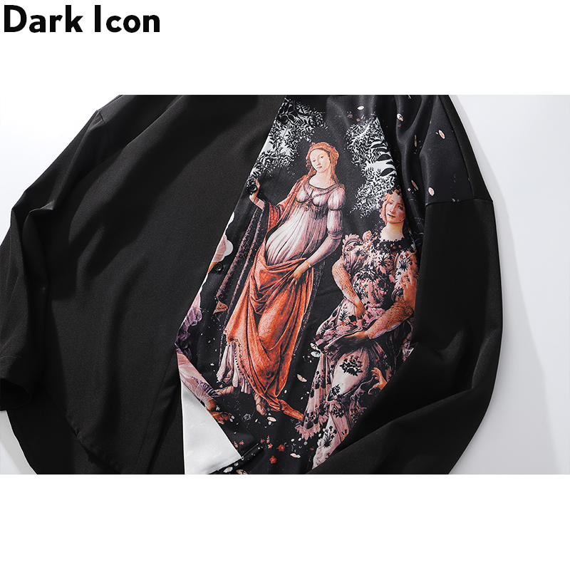 Dark Icon Printed Long Sleeve Shirts Men Oversized Men's Shirts Streetwear Men's Shirt 220401