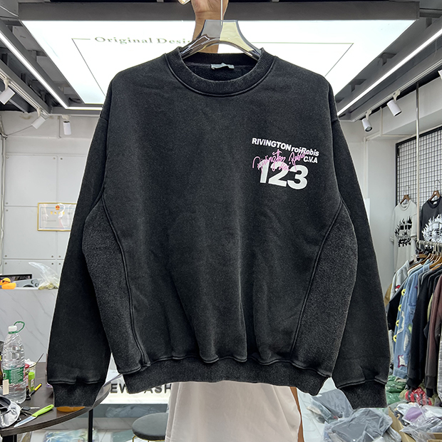 Vintage Solid Sweatshirts Crewneck Hoodies Streetwear Hip Hop Fleece casual Women Loose Fit Designer Hoodie Real Pics