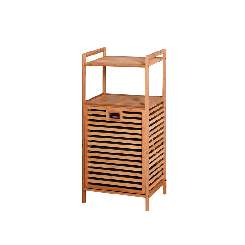 

Bathroom toilet Supplies Laundry Basket Bamboo Storage Basket with 2-tier Shelf