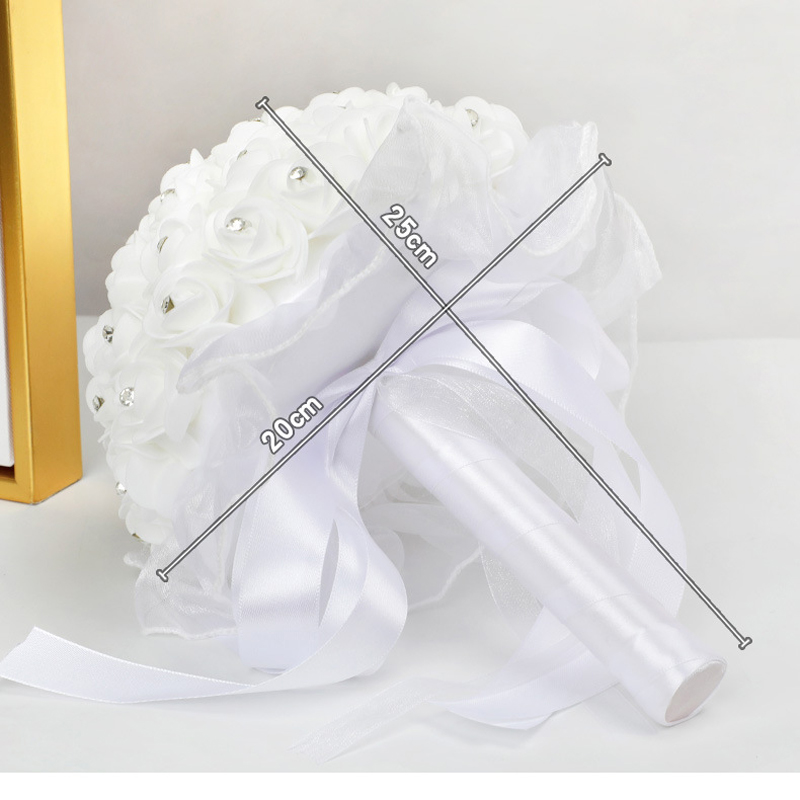 Holding flowers wholesale foam simulation bouquet lace diamond white rose wedding holding flowers