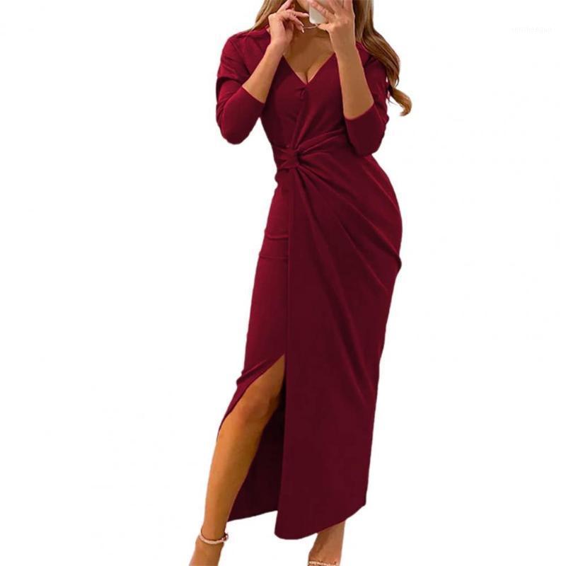Casual Dresses Office Lady Dress Solid Color High Split Autumn V Neck Knotted Belt Slit For Wedding, Green
Casual Dresses Office Lady Dress Solid Color High Split Autumn V Neck Knotted Belt Slit For Wedding, Green