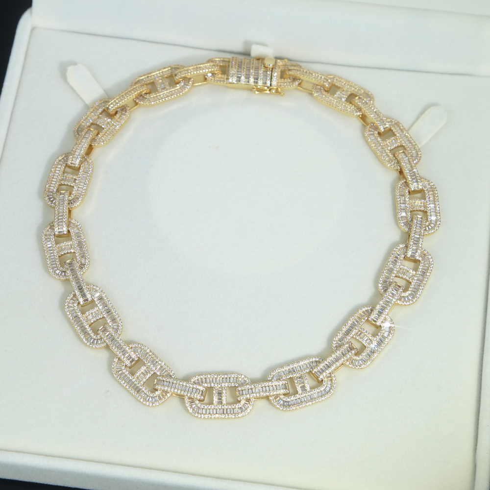 New Hip Hop Men Boy Necklace Jewelry Full 5A Cubic Zirconia Iced Out ice Rectangle k Chain Necklaces 16 18 20