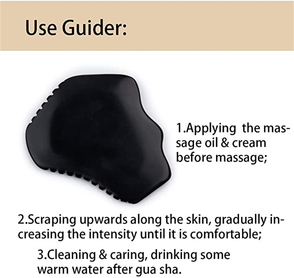 Gua Sha Facial Body Massage Tools Bian Stone Guasha 7-Edge Scraping Tool for Face, Neck, Arms and Whole Body Black