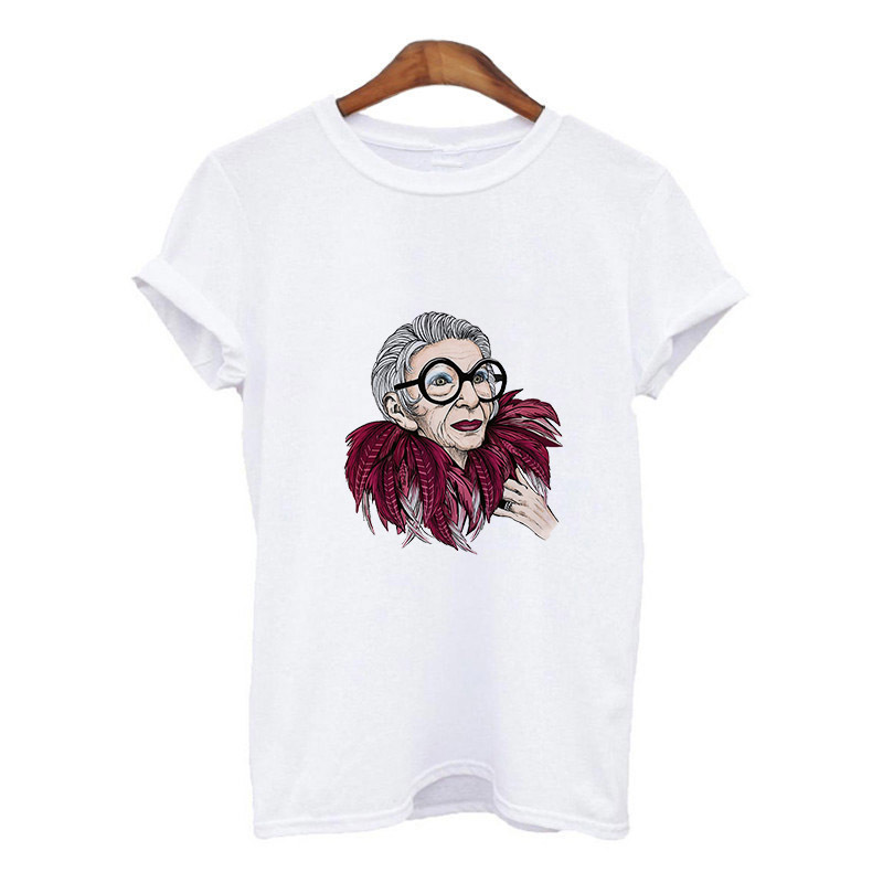 Harajuku Gothic Female Tshirt iris apfel illustration Print Short Sleeve Tops Tees 220628