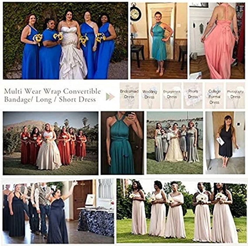 US Stock Bridesmaid Dresses Variable Wearing Ways Top Quality A-e Sleeveless Wine Red Dusty Blue Navy Maid Of Honor Gowns Wedding Guest Wears