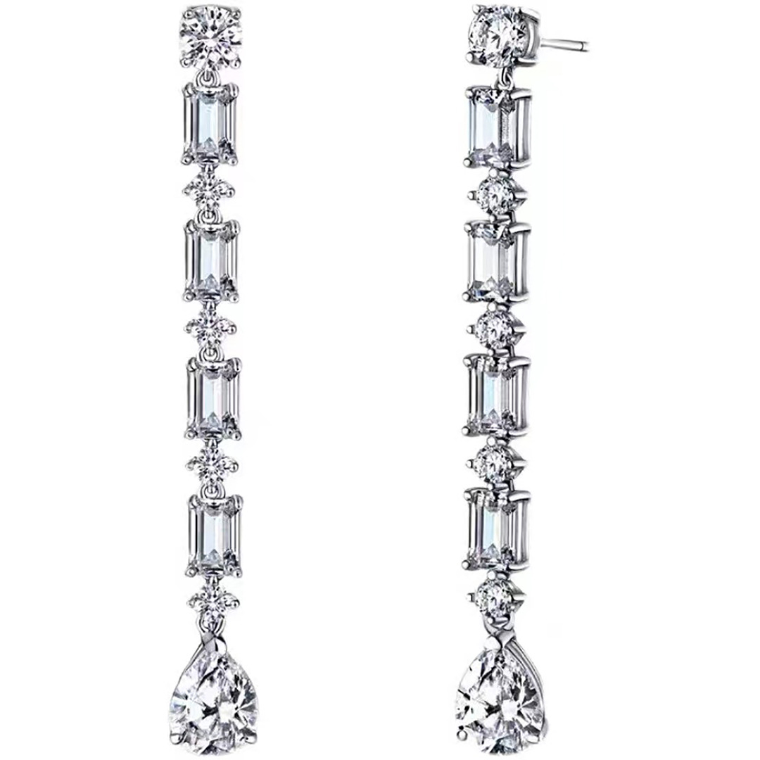 Choucong Top Sell Water Long Drop Diamond Dangle Earring 925 sterling silver Wedding Drop Earrings for Women Bridal Promise Engagement Party Jewelry G