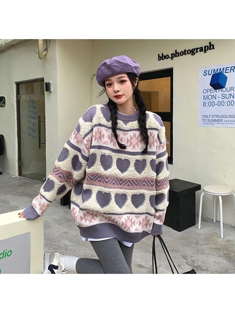 Women' Sweaters Fashion Sweater Coat Women' Autumn Winter Retro Japanese Lazy Design Round Neck Knitted Top Loose All-match Outer Wear, Green
Women' Sweaters Fashion Sweater Coat Women' Autumn Winter Retro Japanese Lazy Design Round Neck Knitted Top Loose All-match Outer Wear, Green