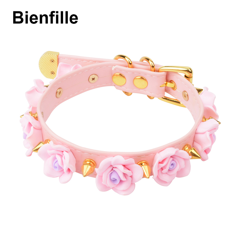 Handmade Pastel Goth Spiked Choker Cool Fetish Floral Spikes Collar BDSM-Gear Harajuku Kawaii Rose Flower Slave Choker Necklace 220817