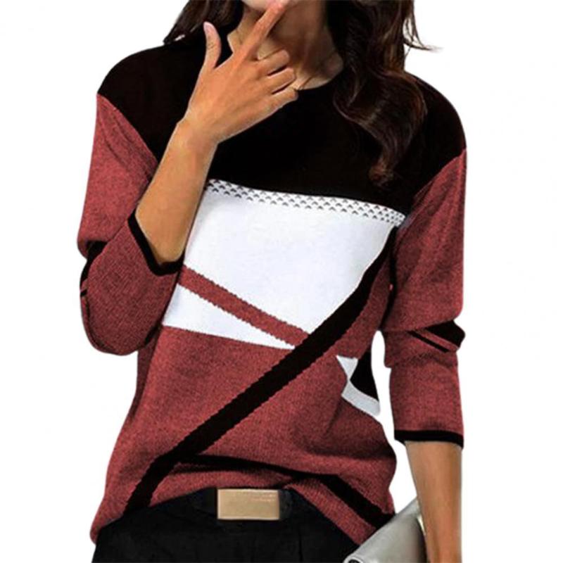Women's Blouses & Shirts Fashion Lady Top Patchwork Contrast Colors Casual Print Round Neck Pullover Shirt Tops Women For Daily Wear Autumn, Blue
Women's Blouses & Shirts Fashion Lady Top Patchwork Contrast Colors Casual Print Round Neck Pullover Shirt Tops Women For Daily Wear Autumn, Blue