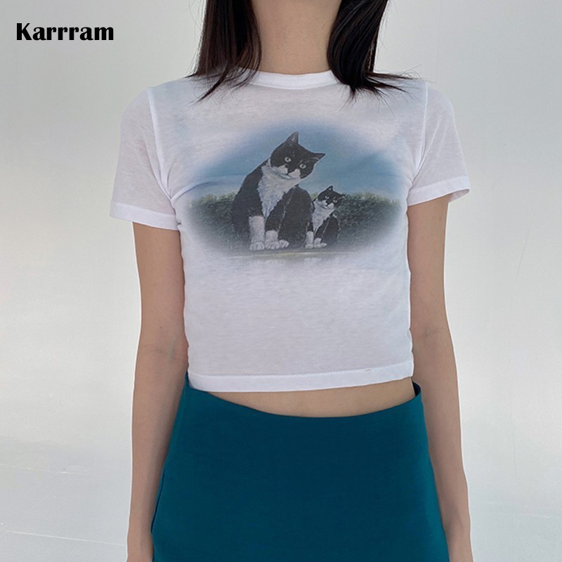 Japanese Fashion Cat Printed T-shirts Women Harajuku White Short Sleeve Crop Tops Korean Style Casual Tee Shirt Summer
Japanese Fashion Cat Printed T-shirts Women Harajuku White Short Sleeve Crop Tops Korean Style Casual Tee Shirt Summer