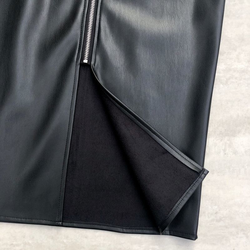 Neophil Vintage Zipper High Waist Latex Pencil Skirt Wrap Sexy Black PU Faux Leather Midi Split Skirt Bodycon Saia S21759 220322