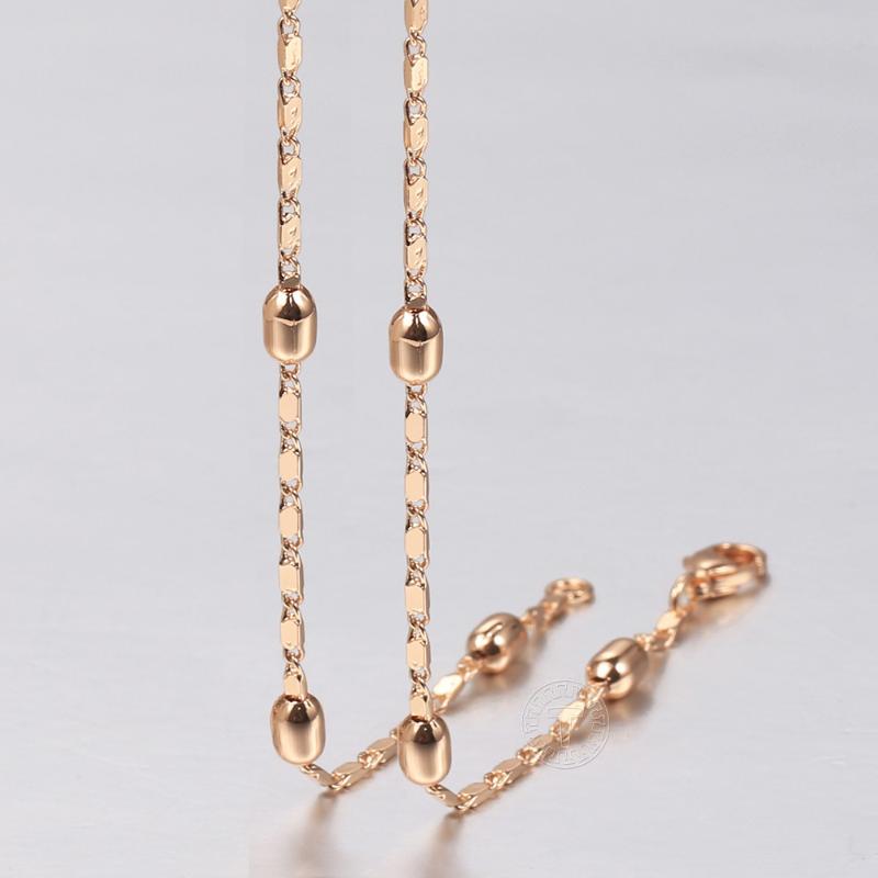 Chains Elegant Beaded Necklaces For Women Girls 585 Rose Gold Bead Chain Fashion Jewelry Birthday Gifts 50cm 60cm CN49Chains 
Chains Elegant Beaded Necklaces For Women Girls 585 Rose Gold Bead Chain Fashion Jewelry Birthday Gifts 50cm 60cm CN49Chains