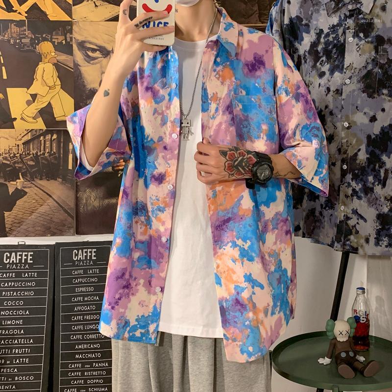 Men's Casual Shirts 2022 Summer Trend Breathable Tie Dyeing Short Seeve Button Shirt Large Size M-5XL Blouse Cool Top Tees Hip Hop Coat, Purple 
Men's Casual Shirts 2022 Summer Trend Breathable Tie Dyeing Short Seeve Button Shirt Large Size M-5XL Blouse Cool Top Tees Hip Hop Coat, Purple