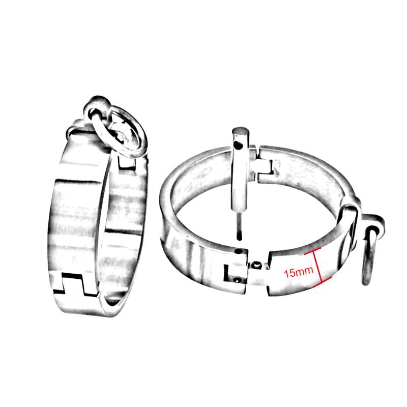 Bangle Brushed Stainless Steel Lockable Slave Wrist And Ankle Cuffs Bracelet With Removable O Ring
