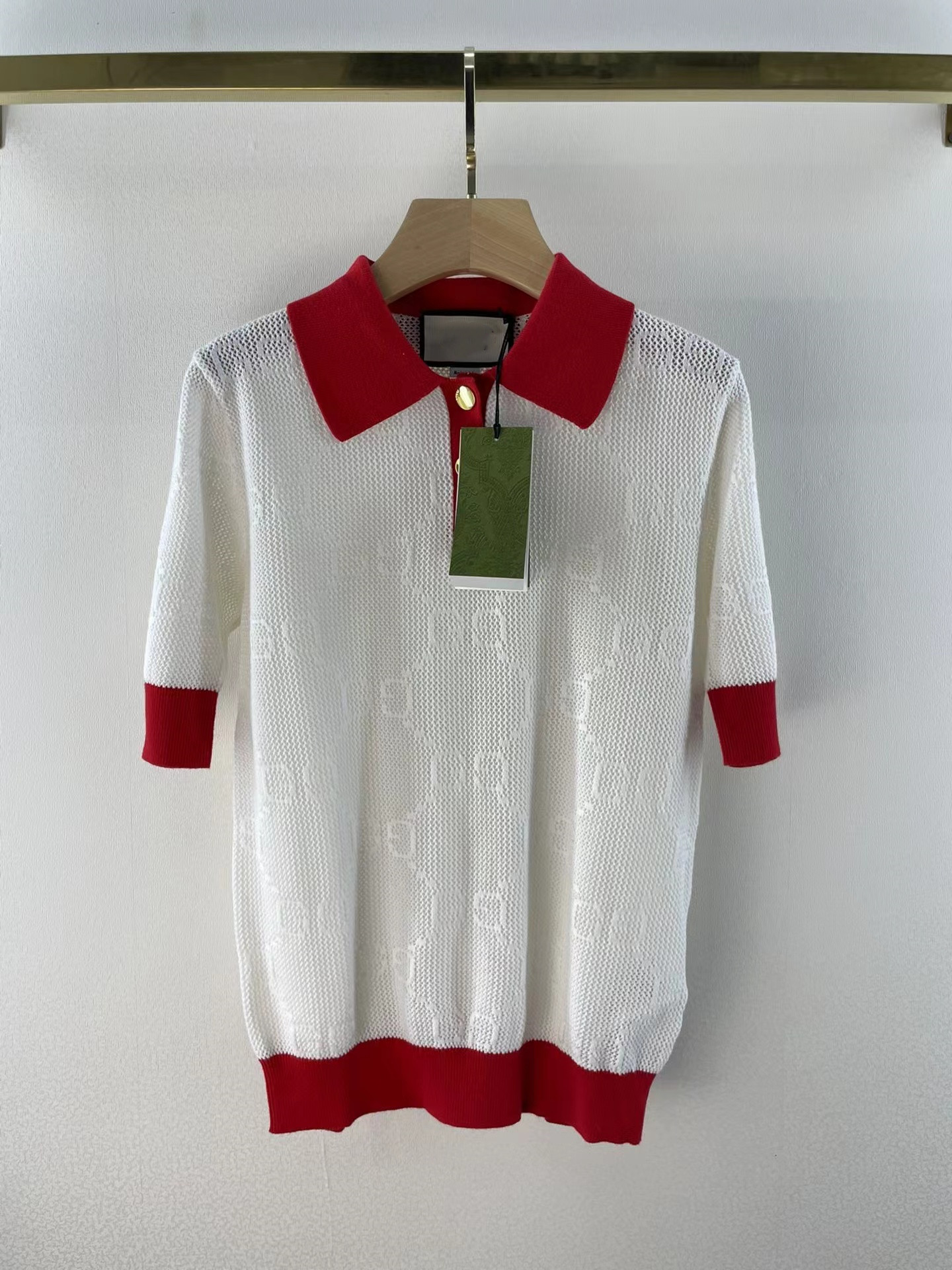 2022 Spring Summer Milan Runway Sweaters Lapel Neck Short Sleeve Women' Sweater High End Jacquard Pullover Designer T-Shirts 0501-08, White
2022 Spring Summer Milan Runway Sweaters Lapel Neck Short Sleeve Women' Sweater High End Jacquard Pullover Designer T-Shirts 0501-08, White