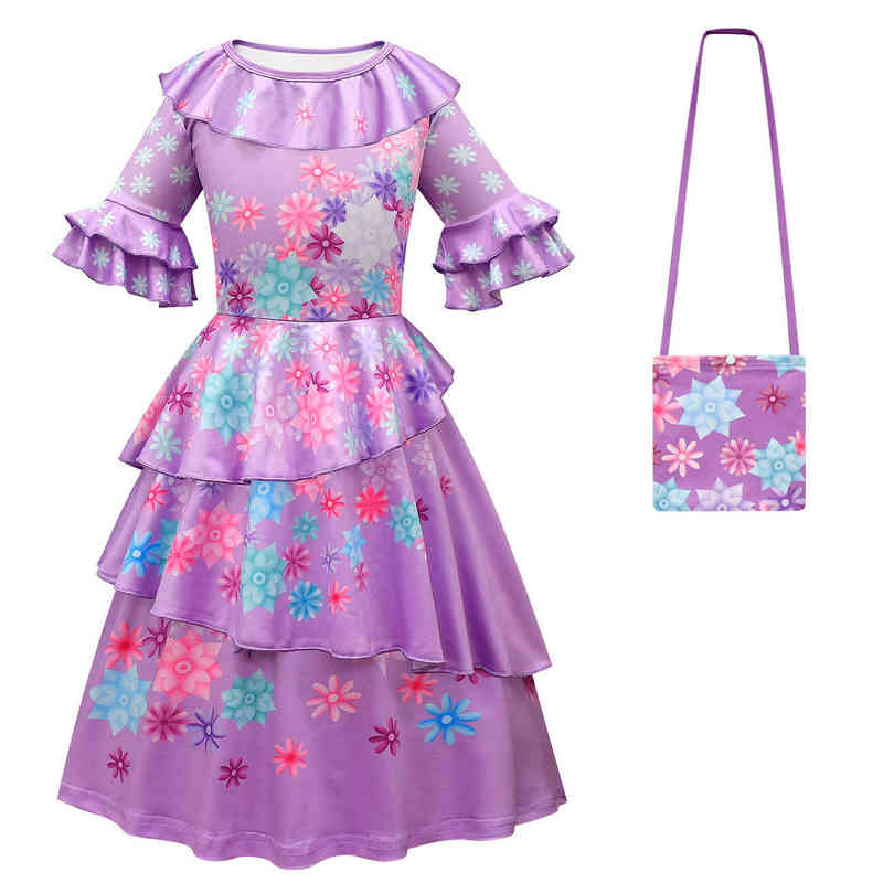 Encanto Madrigal Cosplay Costume Girl Dress Princess Dress Glasses Earrings Mirabel Costume Dolores Encanto Isabela dresses AA220303