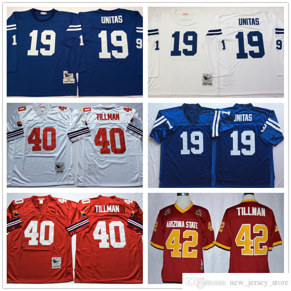 NCAA Vintage Mitchell and Ness Football 40 Pat Tillman Jerseys Retro Stitch 19 Johnny Unitas Jersey Shirt Black White Blue Red Mitchell&Ness, Same as picture
NCAA Vintage Mitchell and Ness Football 40 Pat Tillman Jerseys Retro Stitch 19 Johnny Unitas Jersey Shirt Black White Blue Red Mitchell&Ness, Same as picture
