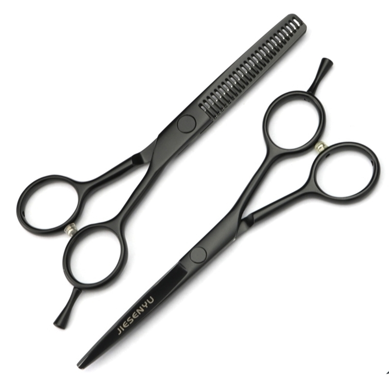 Japan 440c4 inch / 5 5.5 black hairdressing scissors hair barber Cutting professional 220317