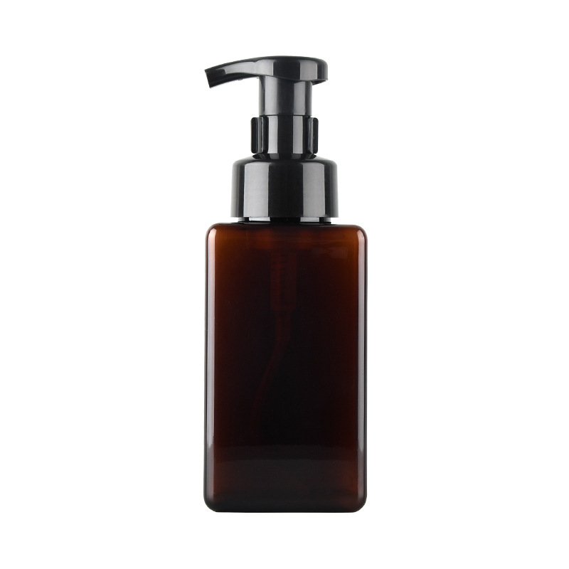 Square Foaming Soap Dispenser 450ml 15oz Amber Refillable Plastic Foam Pump Bottle for Liquid Soap Shampoo Body Wash