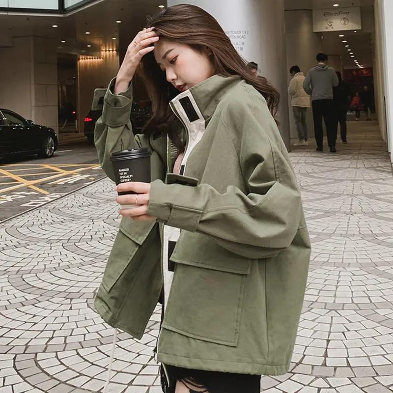 Women' Jackets Basic Cargo Women Japanese Style All-match Autumn Baggy Stand Collar Vintage Windbreaker Coat Chic Femmale ClotheWomen, White
Women' Jackets Basic Cargo Women Japanese Style All-match Autumn Baggy Stand Collar Vintage Windbreaker Coat Chic Femmale ClotheWomen, White