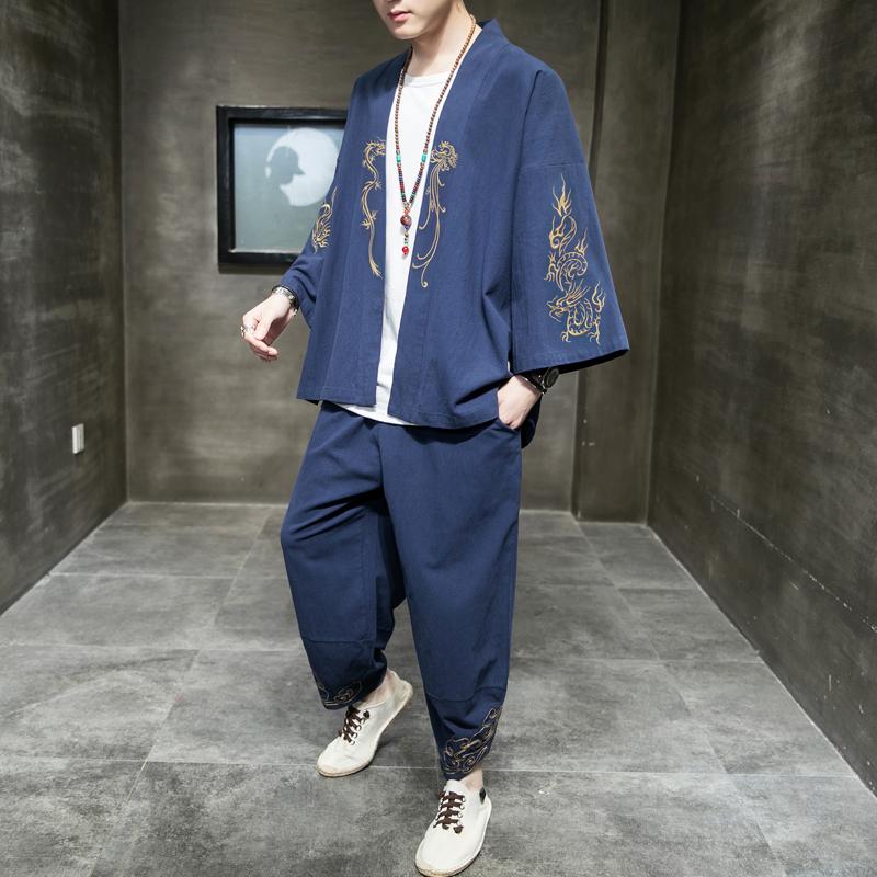 Men's Tracksuits Summer Traditional Chinese Clothing Style Orient Tang Hanfu For Men Sets 4XL 5XL Cotton Linen Embroidery Kimono Daopao Robe, Blue
Men's Tracksuits Summer Traditional Chinese Clothing Style Orient Tang Hanfu For Men Sets 4XL 5XL Cotton Linen Embroidery Kimono Daopao Robe, Blue