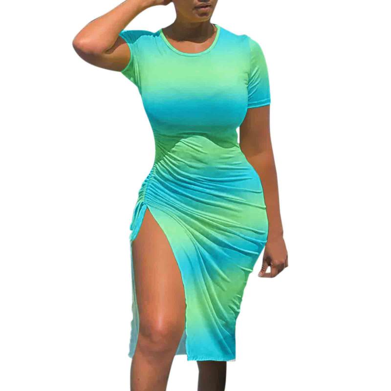 Casual Dresses Sexy Skinny Dress Women' O-neck Print Short Sleeve Drawstring Ruched Summer Side Slit Party #T2GCasual, Pk
Casual Dresses Sexy Skinny Dress Women' O-neck Print Short Sleeve Drawstring Ruched Summer Side Slit Party #T2GCasual, Pk