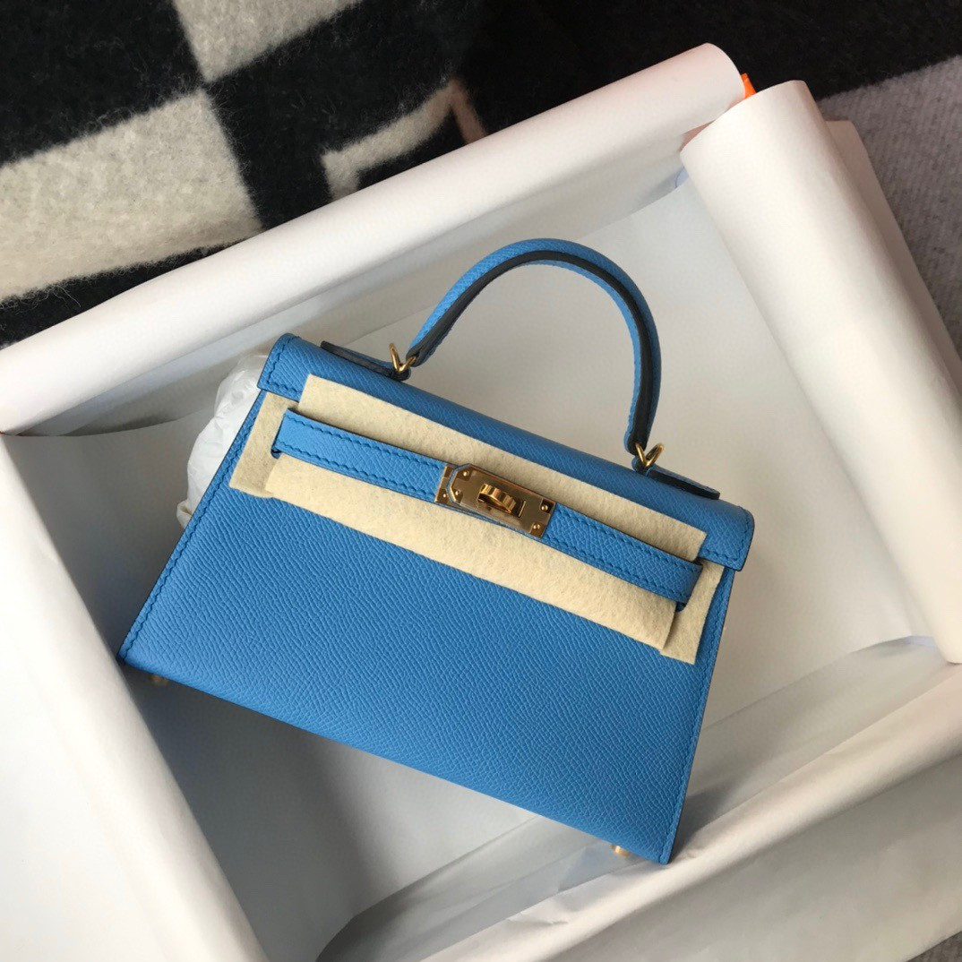 Brand mini handbag handmade quality 195cm 3colors luxury bag epsom leather wax thread gold and silver hardware whosale price fast