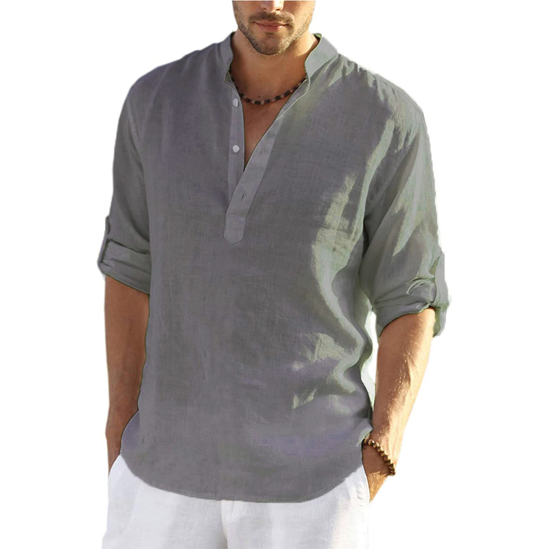 Men's Casual Blouse Cotton Linen Shirt Loose Tops Long Sleeve Tee Shirt Spring Autumn Casual Handsome Men's Shirts 220524