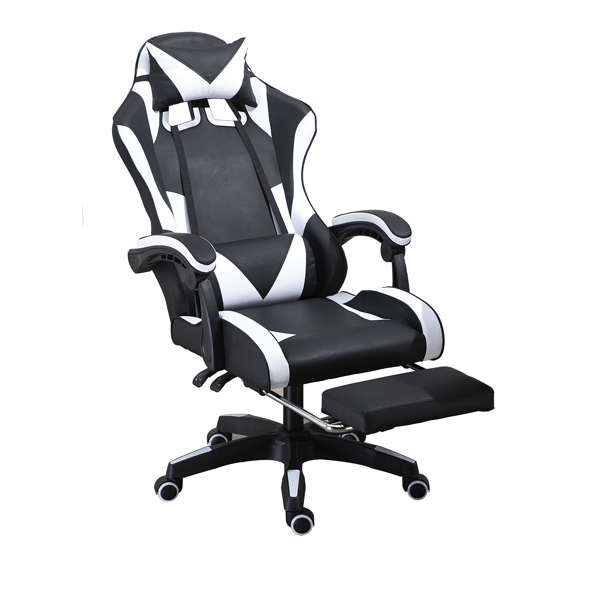 Furniture PU gaming chair swivel recliner with adjustable backrest and seat height high back footrest chair 360° suitable for office