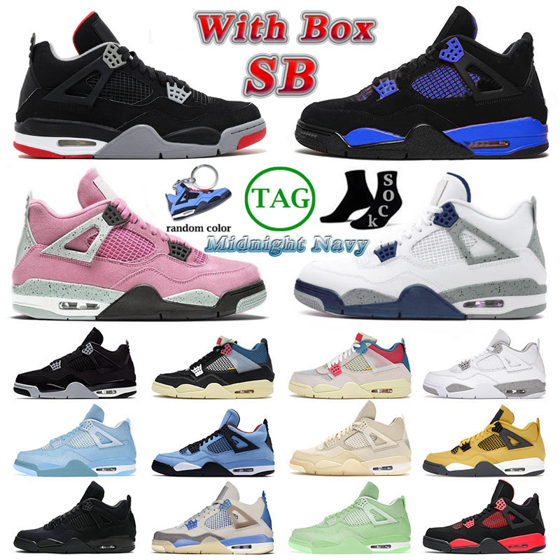 Mens Womens Jumpman Midnight Navy 4 4s IV Designer Basketball Shoes J4 Sb Bred Cactus Jack Offs White Military Black Cat Blue Thunder Sneakers Big Size 13 With Box, 36-47 4 new black cat
Mens Womens Jumpman Midnight Navy 4 4s IV Designer Basketball Shoes J4 Sb Bred Cactus Jack Offs White Military Black Cat Blue Thunder Sneakers Big Size 13 With Box, 36-47 4 new black cat