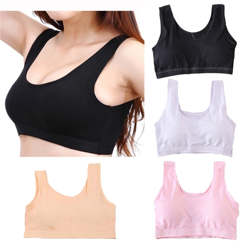 Hot Selling Sport Vest Women Cotton Crop Top 5Color Full Coverage No Rim Padded Bras