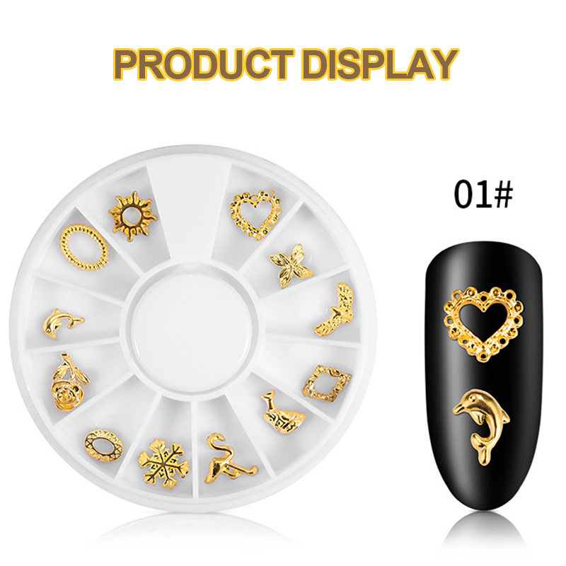 12 Grid Nail Art Alloy Jewelry Hollow Colored Diamond Jewelry Set DIY Nails Jewelrys Supplies Accessories Joyeria De Aleacion De Arte De Unas