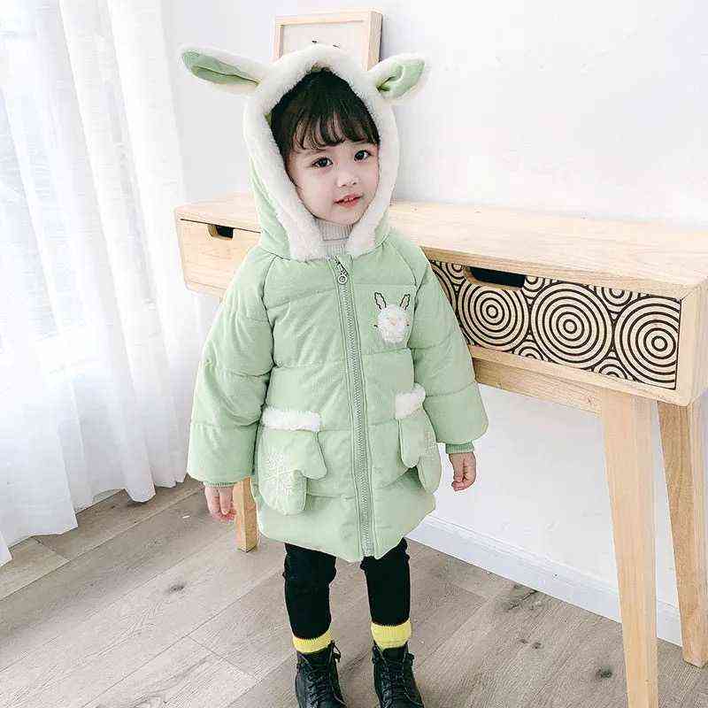 1-6 Year Baby Girl Coat Winter Thick Warm Corduroy Jackets For Girls Cute Cartoon Animal Hooded Children Outerwear Birthday Gift J220718