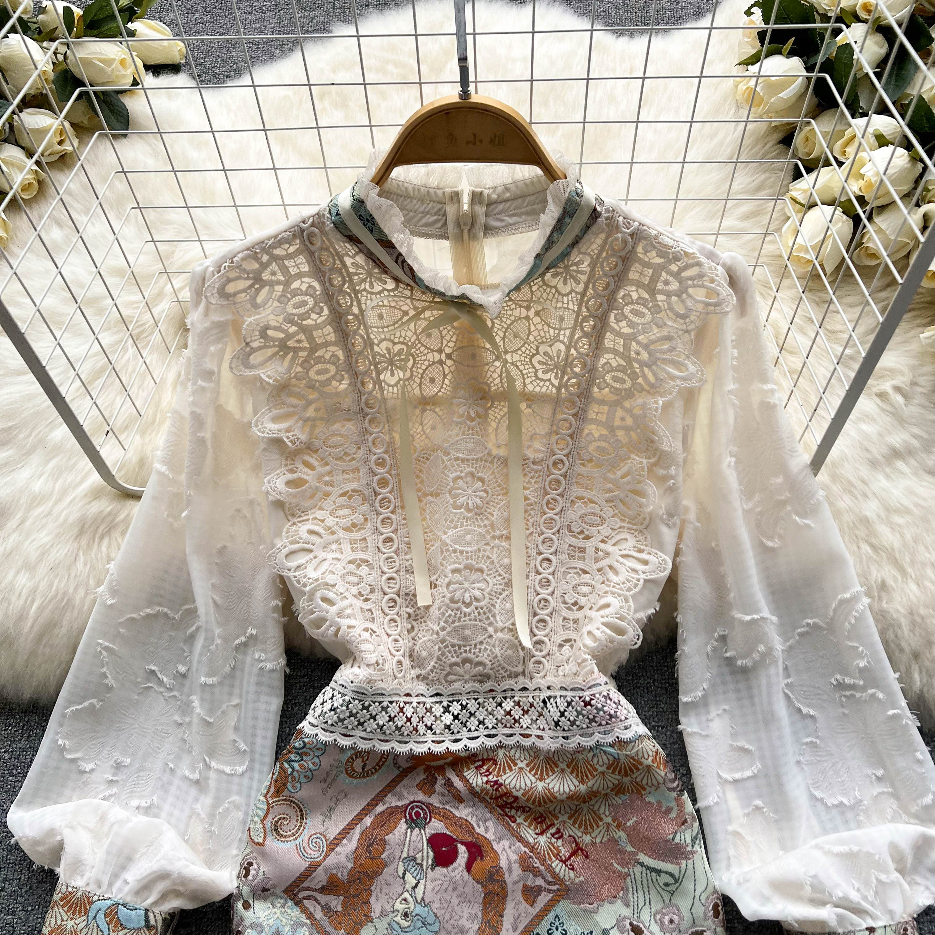 Lace Embroidery Women Dress Summer 2025 Temperament Elegant Zipper Long Sleeves Ladies A E Slim Chic Dresses