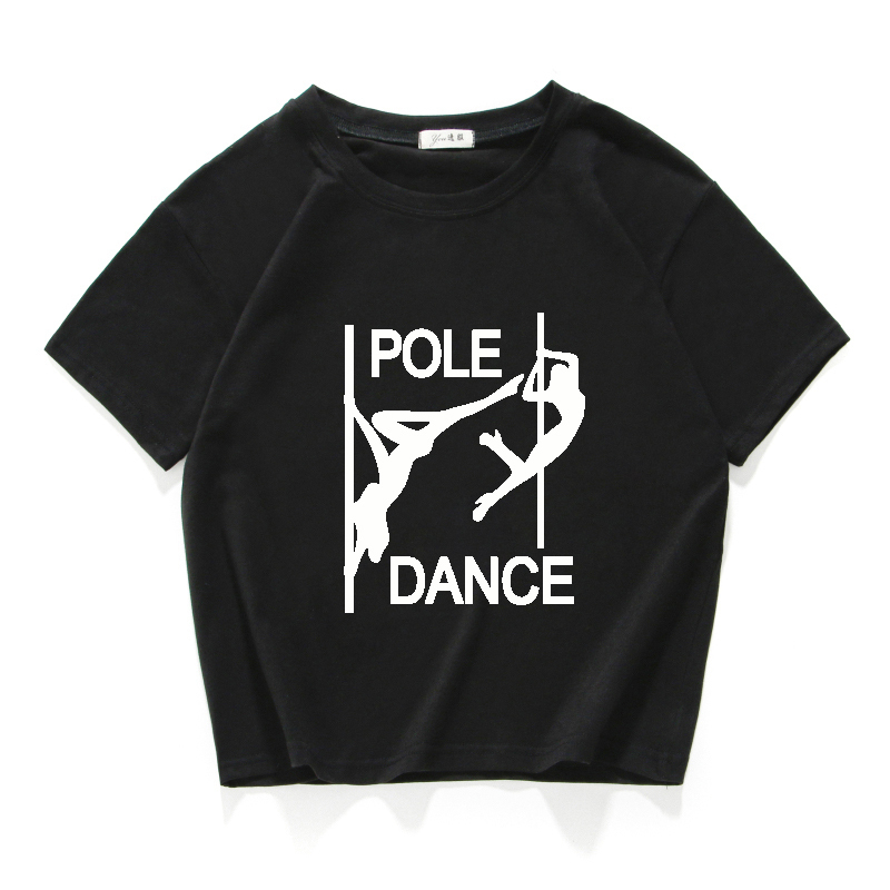 pole dance graphic funny casual women crop top 100% cotton short T Shirt Women Camisetas Verano Mujer clothes harajuku 220321