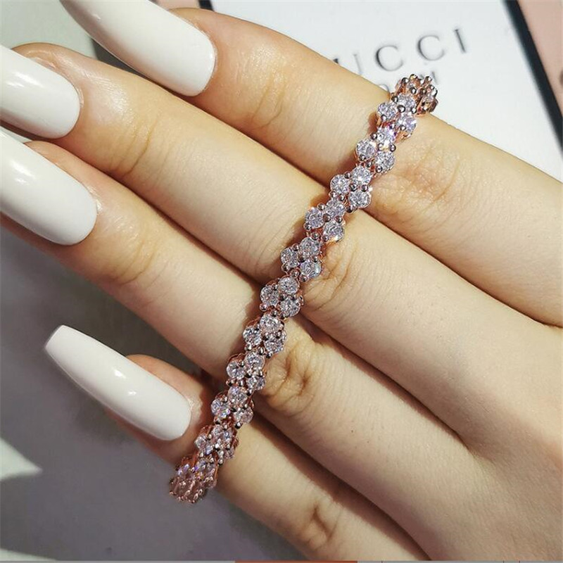 Roman Wedding Bracelets | White Gold Fill Cubic Zirconia Bangle for Women