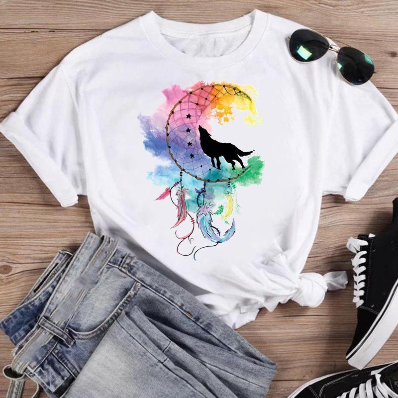 Women Geometric Lovely Trend Fashion Cartoon Short Sleeve Summer Oneck Shirt Print Tshirts Female Graphic T Top Tee TShirt 220527