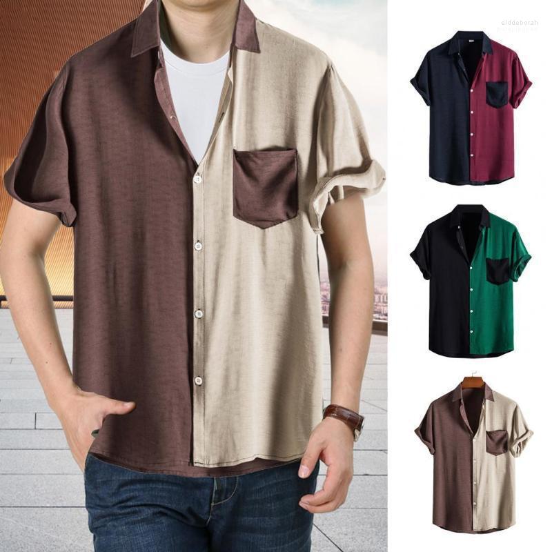 Men' Casual Shirts Short Sleeve Single Breasted Pocket Male Shirt Patchwork Color Turn-down Collar Stylish Top Workwear Colorblock Beach El, Black
Men' Casual Shirts Short Sleeve Single Breasted Pocket Male Shirt Patchwork Color Turn-down Collar Stylish Top Workwear Colorblock Beach El, Black