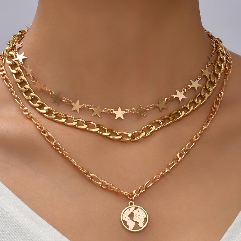 Chokers Multilevel Elegant Gold Map Pendant Jewelry For Women Fashion Wedding Tassel Star Chain Choker Necklaces N0274
Chokers Multilevel Elegant Gold Map Pendant Jewelry For Women Fashion Wedding Tassel Star Chain Choker Necklaces N0274