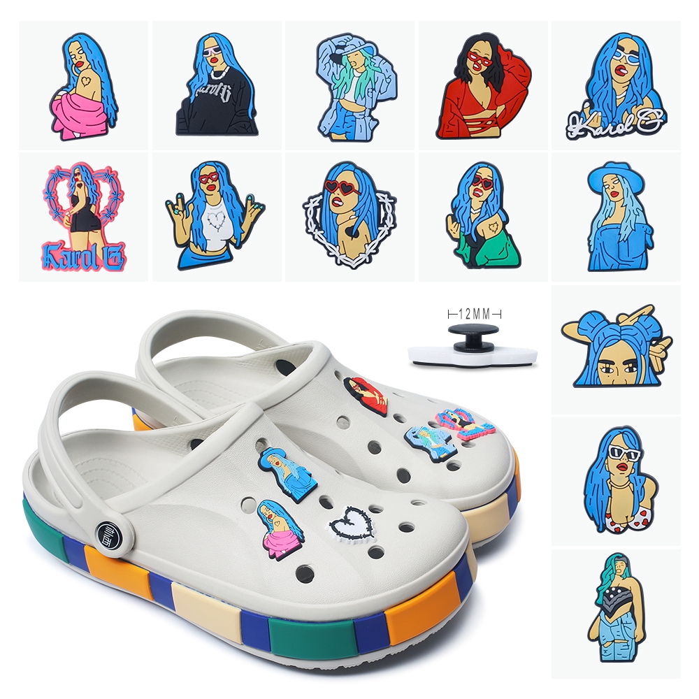 moq 10PCS Rock Singer Karol G PVC Shoe Charms Buckle Button Clog Designer Decorations DIY Backpack Croc Jibz Women Girls Gift
moq 10PCS Rock Singer Karol G PVC Shoe Charms Buckle Button Clog Designer Decorations DIY Backpack Croc Jibz Women Girls Gift