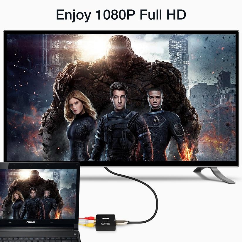 AV2HDMI 1080P HDTV Video Scaler Adapter HDMI2AV mini Connectors Converter box CVBSL/R RCA TO HDMI For Xbox 360 PS3 PC360 Support NTSC PAL With retail 