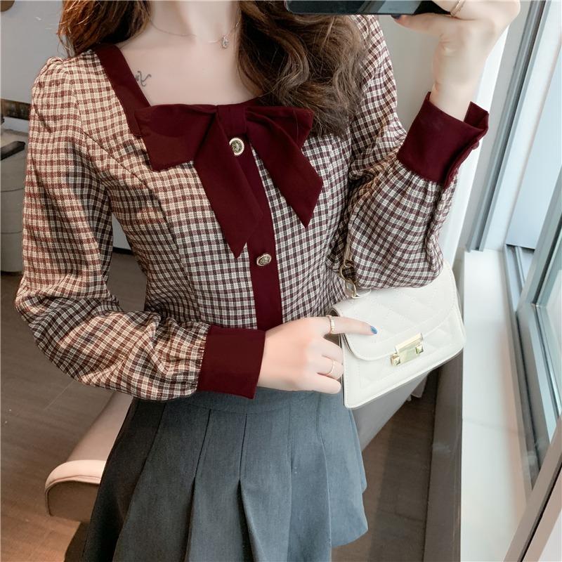 Women's Blouses & Shirts Plaid Shirt 2022 Spring Autumn Korean Fashion Style Retro Lace Up Bow Long Sleeve Short Top Plus Size Clothes Woman, White
Women's Blouses & Shirts Plaid Shirt 2022 Spring Autumn Korean Fashion Style Retro Lace Up Bow Long Sleeve Short Top Plus Size Clothes Woman, White