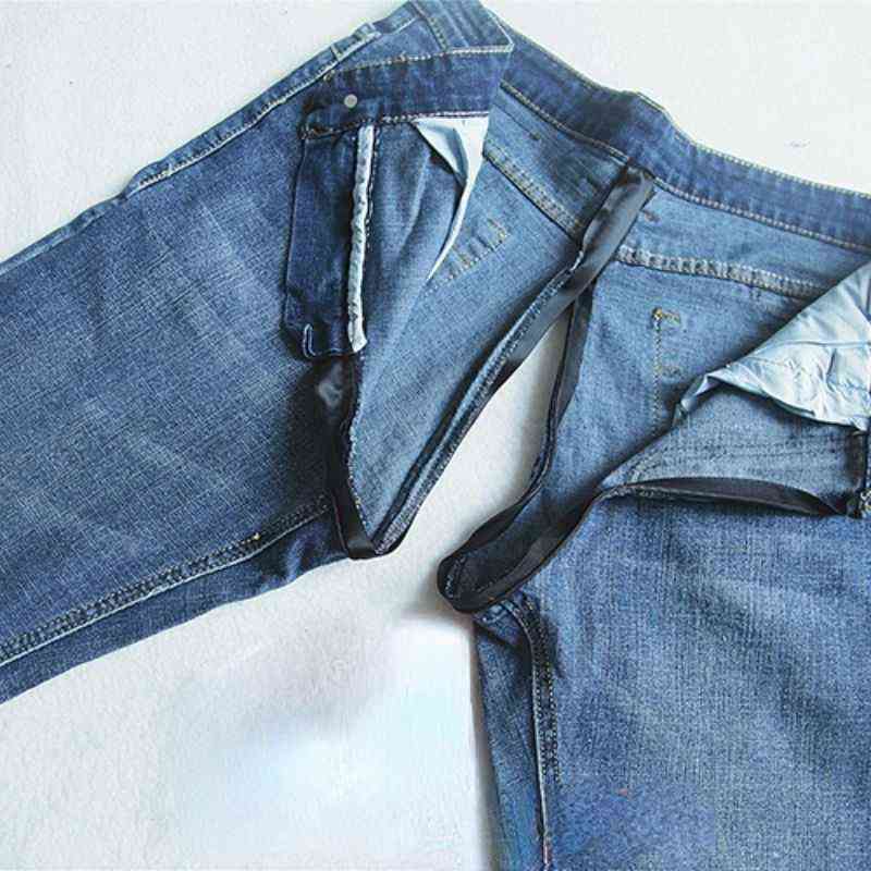 Summer Men's Slim Jeans Trendy Thin Invisible Full Zipper Pants Open Outdoor Date Convenient Work Free jeans goth clothes G0104